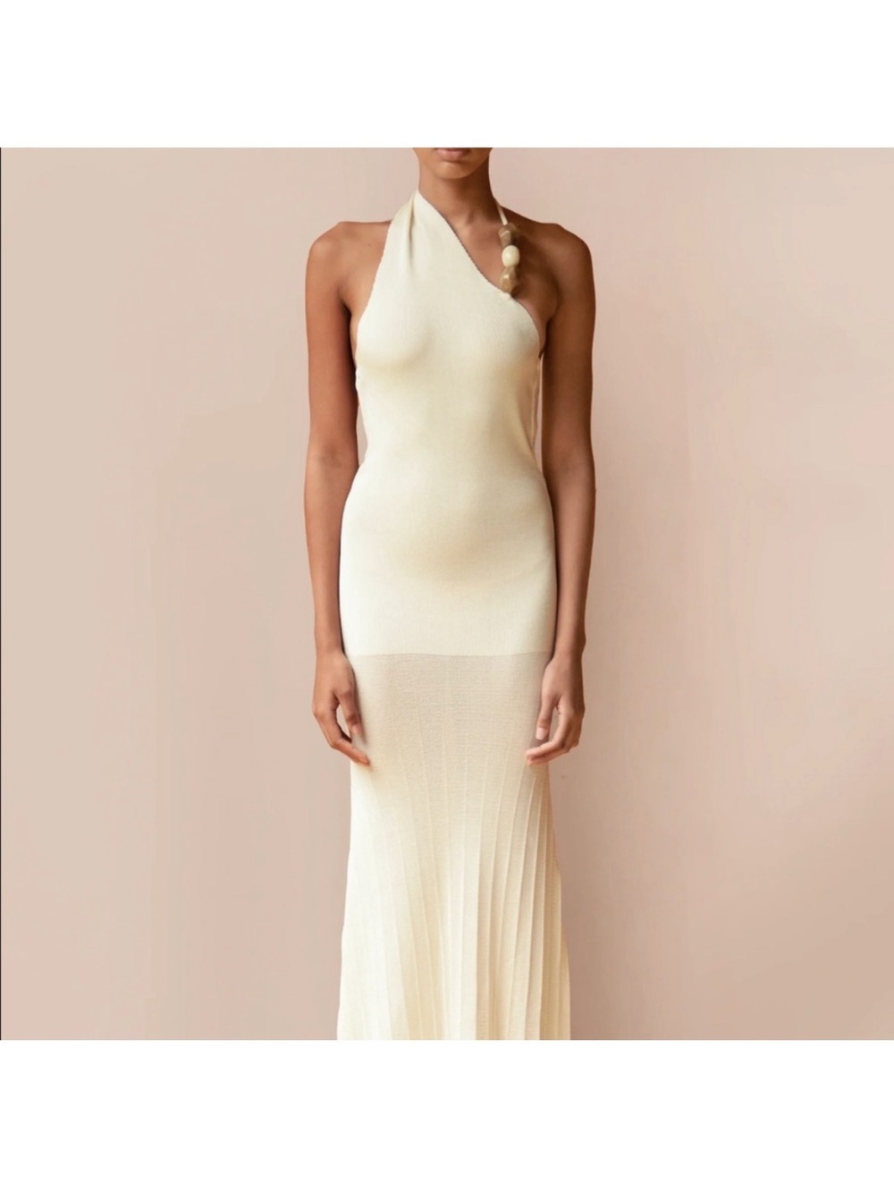 Azulu Columbia Liatris Cream Maxi Dress Halter Neck Size Large